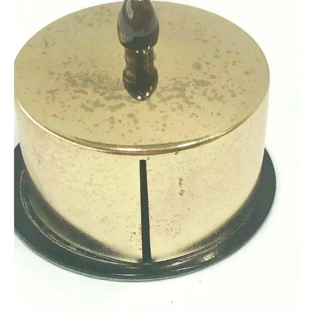 VTG Brass Stamp Roll Coil Dispenser JAPAN‎ Felt Bottom MCM Desktop Collectible